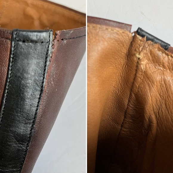 Frye Jayden D Ring Riding Boot Wide Calf BMX EXT Black Brown *flaw* Size 8.5B - Picture 10 of 11